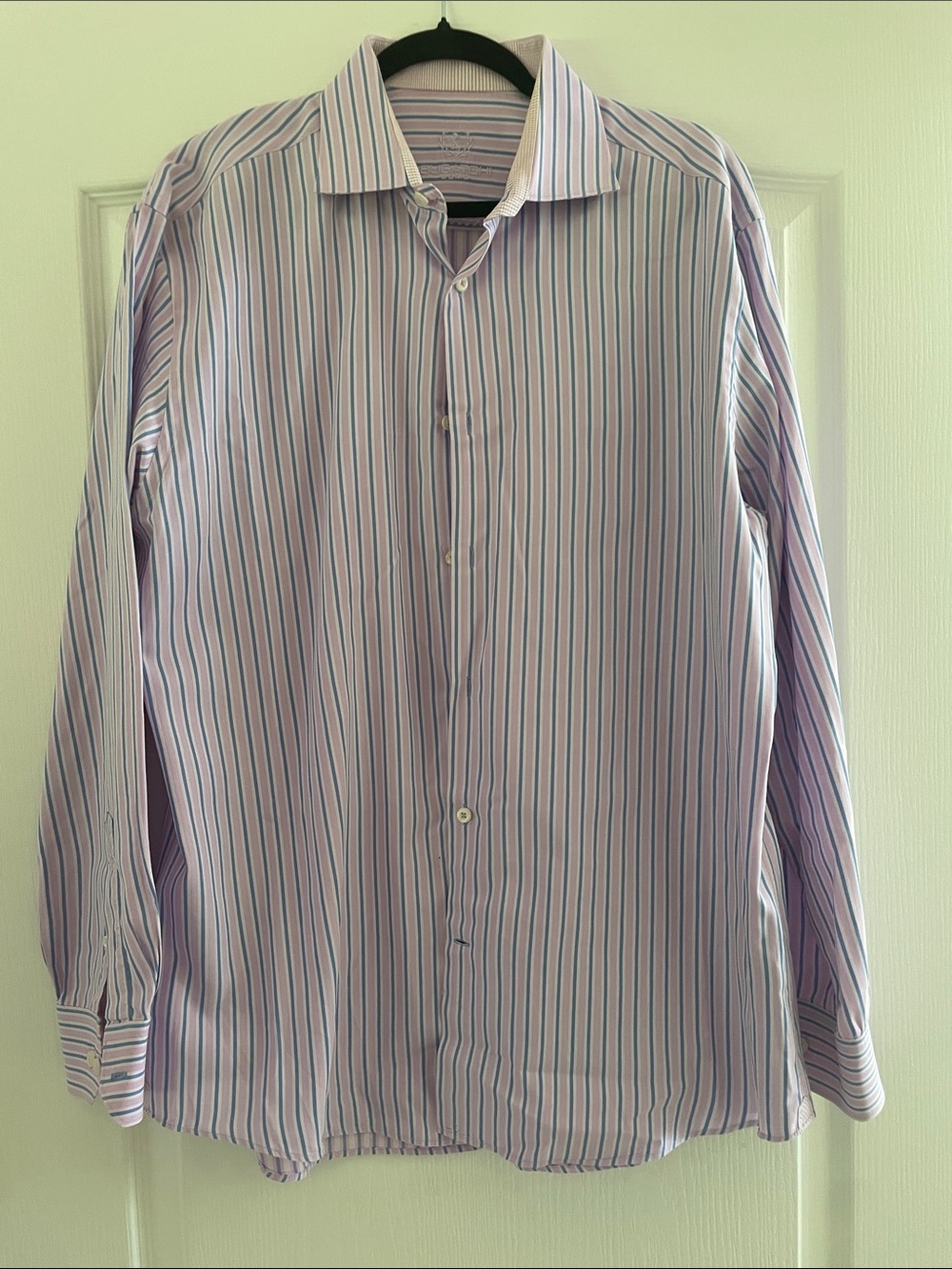 Bugatchi Lilac and Blue Vertical Stripe Dress Shirt
